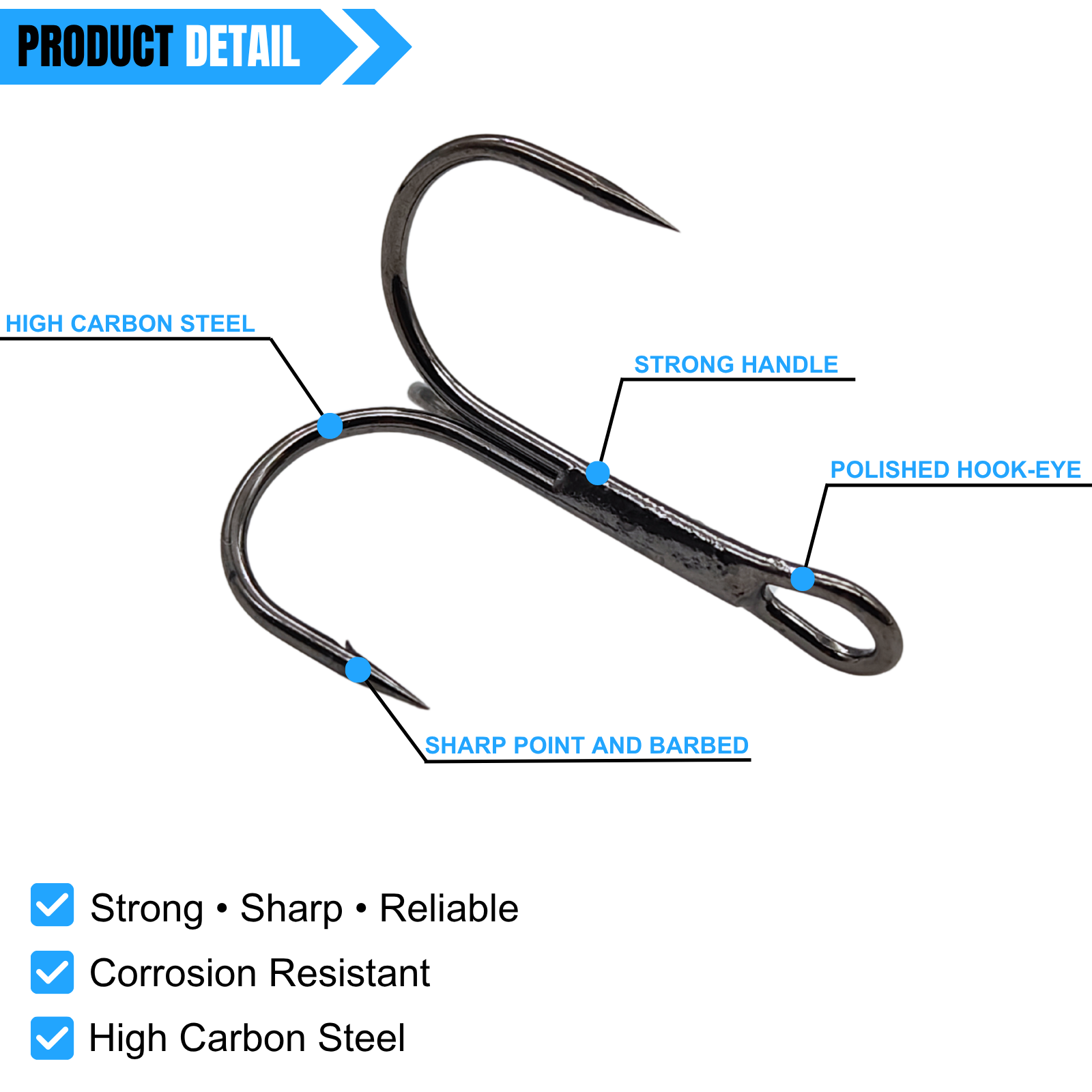 ELLYCIO 150Pcs Treble Hooks Set, High Carbon Steel Fishing Hooks Replacement Kit - Extra Sharp Round Bend Treble Fishing Hooks with Split Rings for Lure, Saltwater & Freshwater, Bass Fishing Size 2# 4# 6# 8# — Thumbnail 3