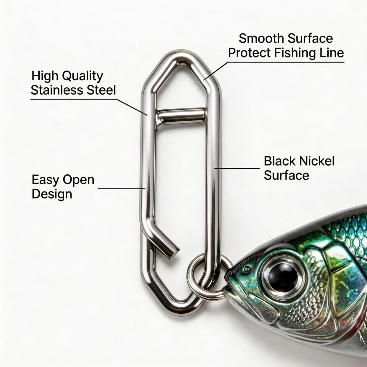 ELLYCIO 200-Piece Speed Clips for Fishing Lures, High-Strength Stainless Steel Fishing Clips for Quick Change, Lure Connector Tackle for Saltwater and Freshwater — Thumbnail 3